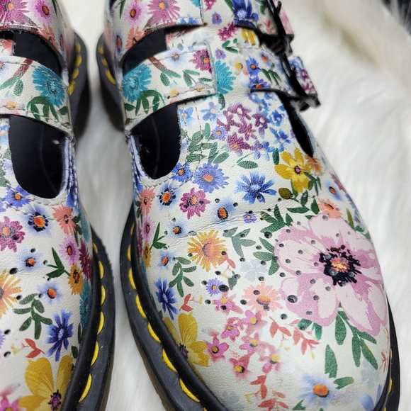 Doc Martens 8065 Wanderlust Floral Mary Jane Shoes in Bone/Mallow Pink Sz 7 RARE - Picture 7 of 13